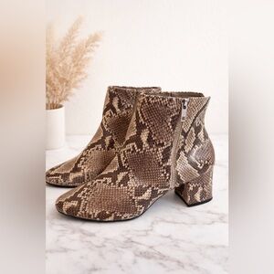 Elegant Snakeskin Pattern Ankle Booties